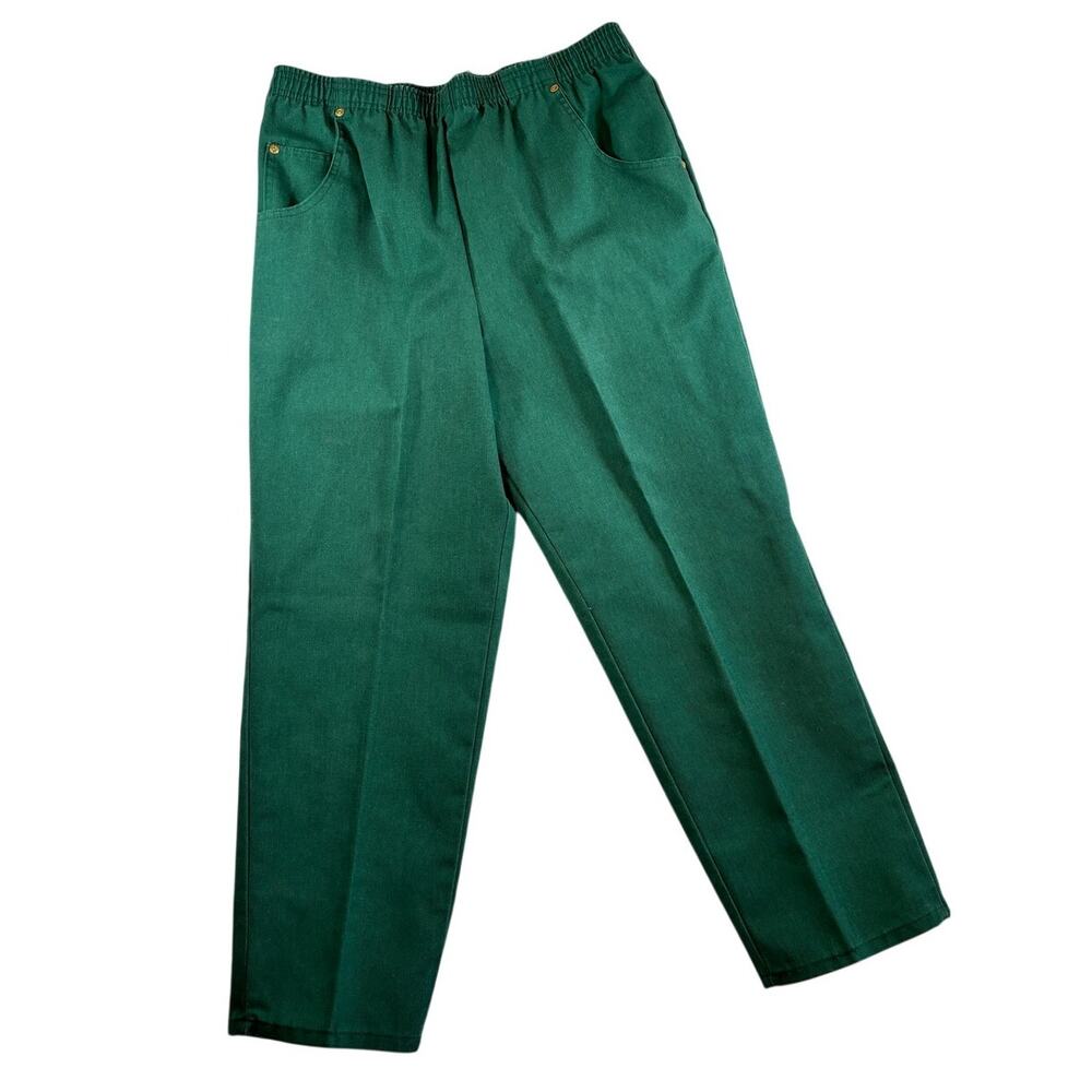 Vintage 1980s Lynda Smith Swann High-Waisted GREEN Pull-on‎ Pants Size 14P